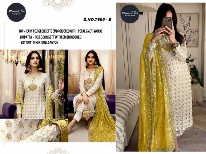 7865 A To E Mehboob Tex Embroidery Georgette Pakistani Suits Wholesale Suppliers In India